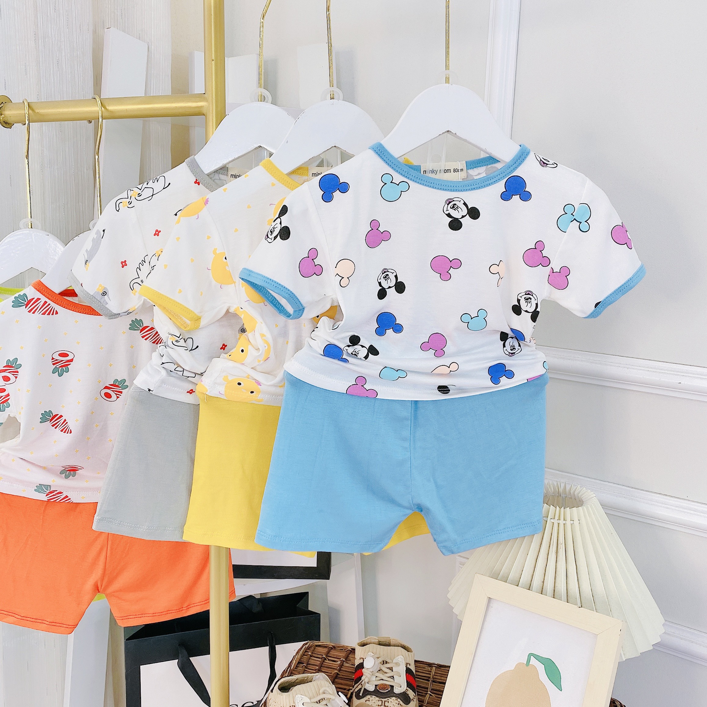 Giảm giá Đồ bộ MINKY MOM size đại cho bé trai bé gái cộc tay thun lạnh, bộ quần áo trẻ em monky mom mặc nhà cho bé 1 2 3 4 5 tuổi - BeeCost