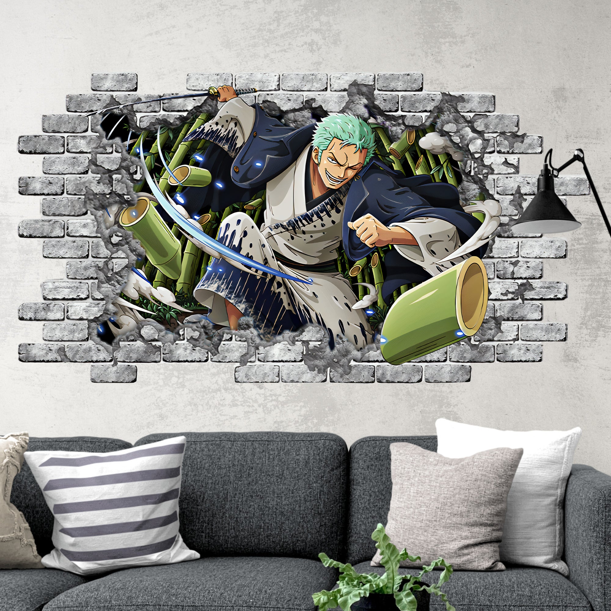 DECAL DÁN TƯỜNG 3D ANIME ONE PIECE ZORO DECAL0176 – titangift.vn